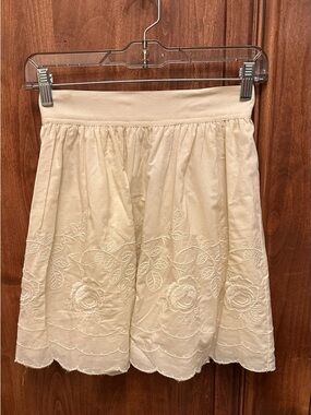 Forever 21 Cream Embroidered Circle Skirt